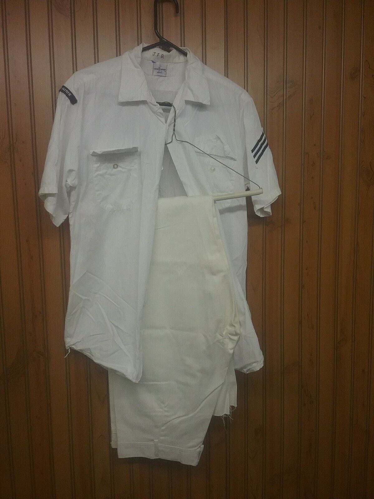 Vintage U.S.S. Prairie Navy White Flare Pants and Sea Farer Shirt