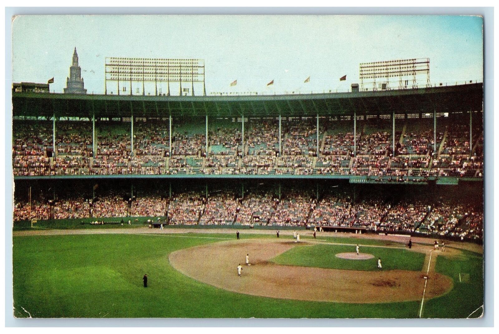 1957 K-12 Cleveland Indians Baseball Stadium Game Ohio OH Posted Field Postcard