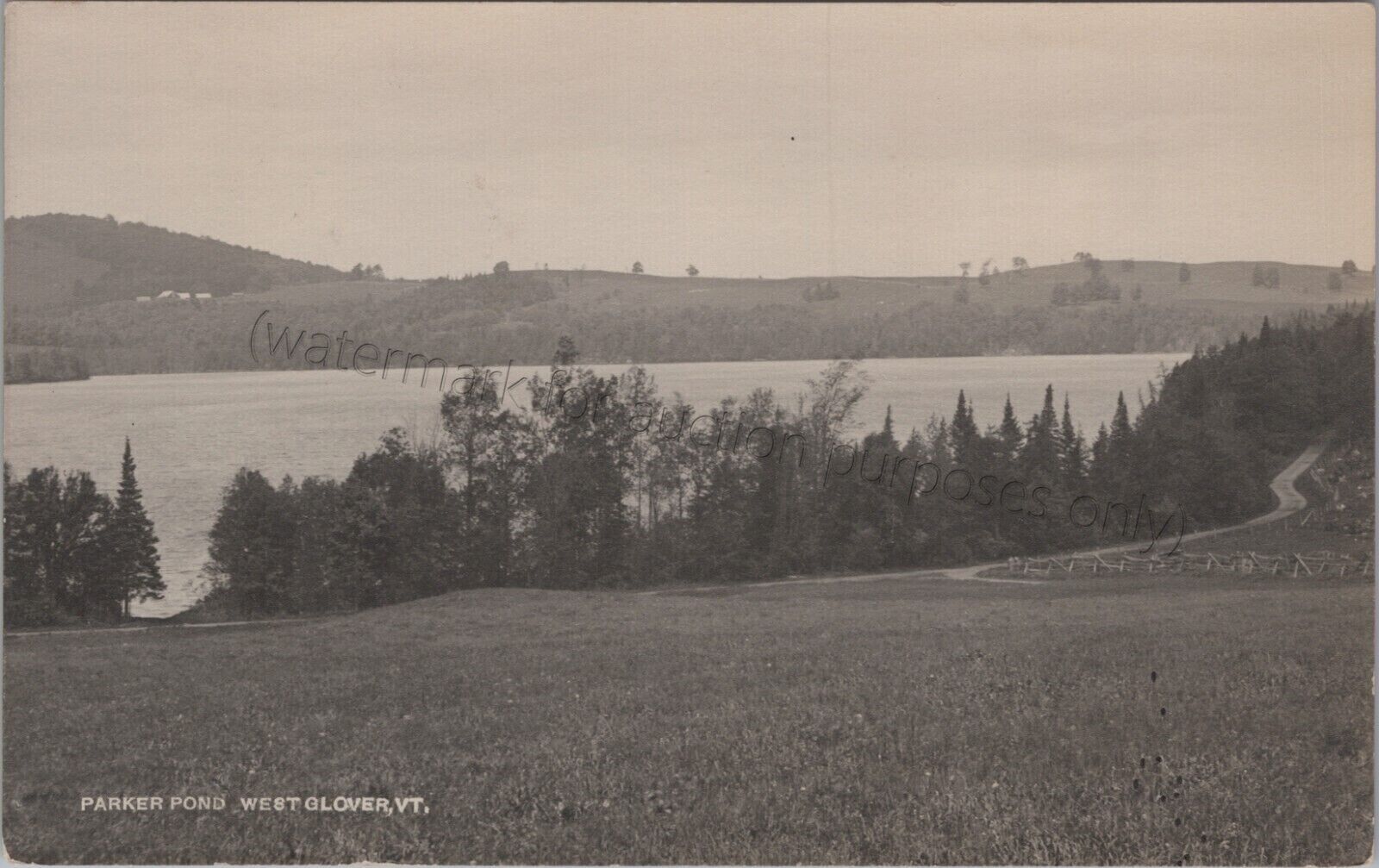 West Glover, VT - Parker Pond postcard  - from Barton Vermont, vintage landscape