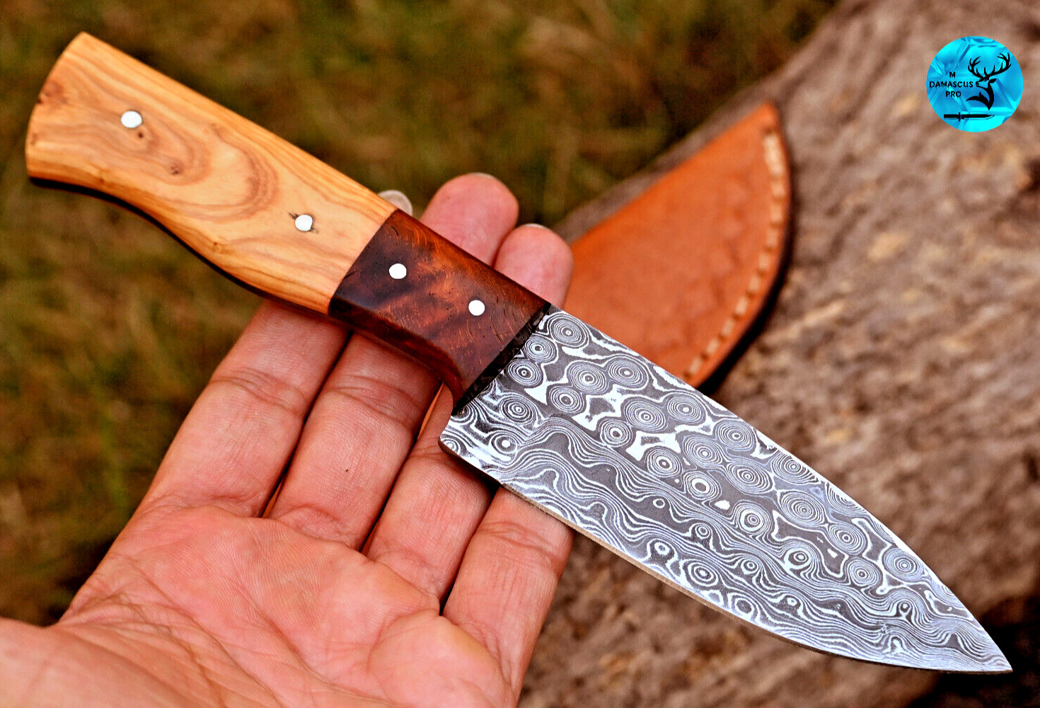 HandMade Damascus Skinning Hunting Knife - Hand Forged Damascus Steel 2676