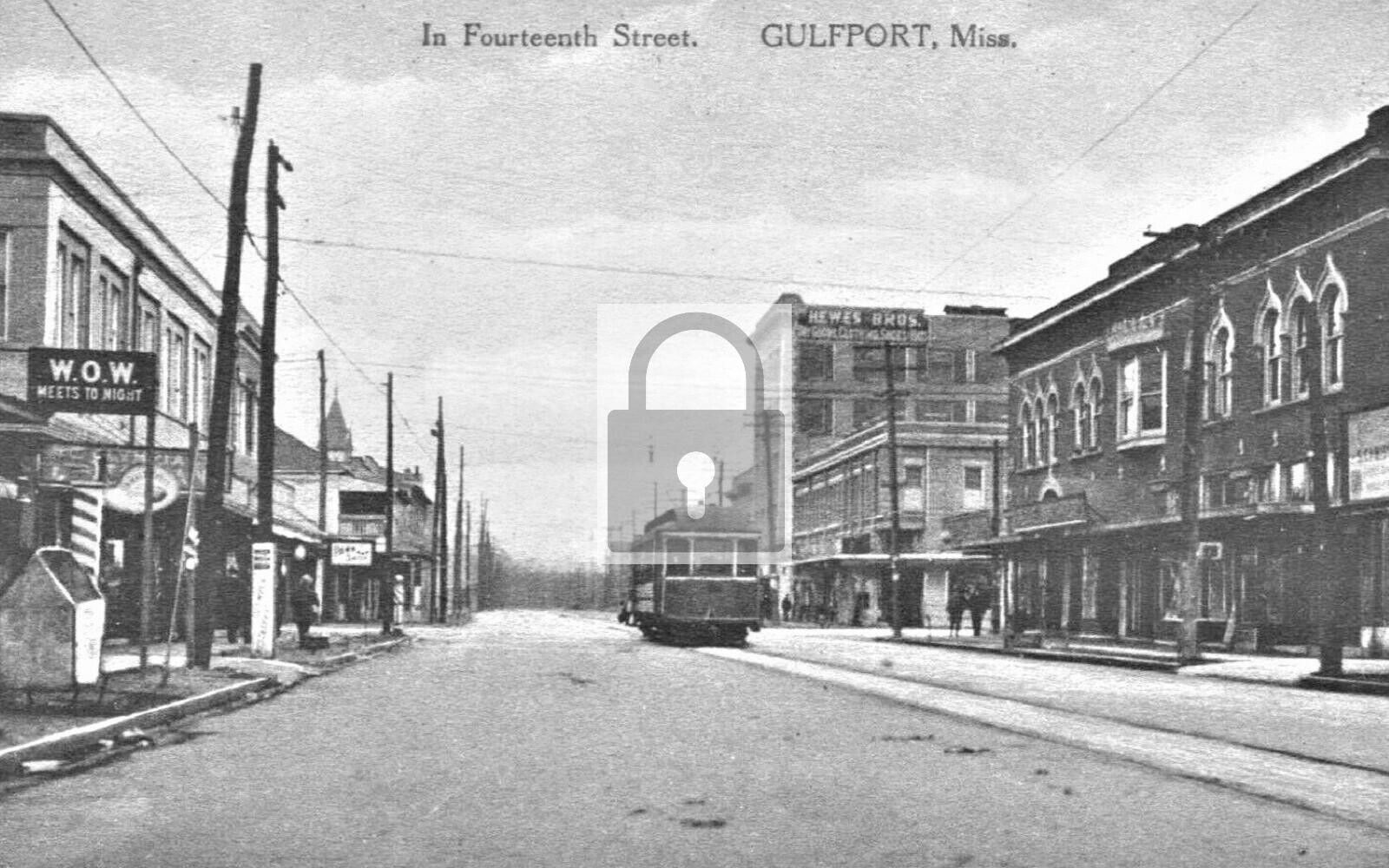 Fourteenth Street View Gulfport Mississippi MS Reprint Postcard