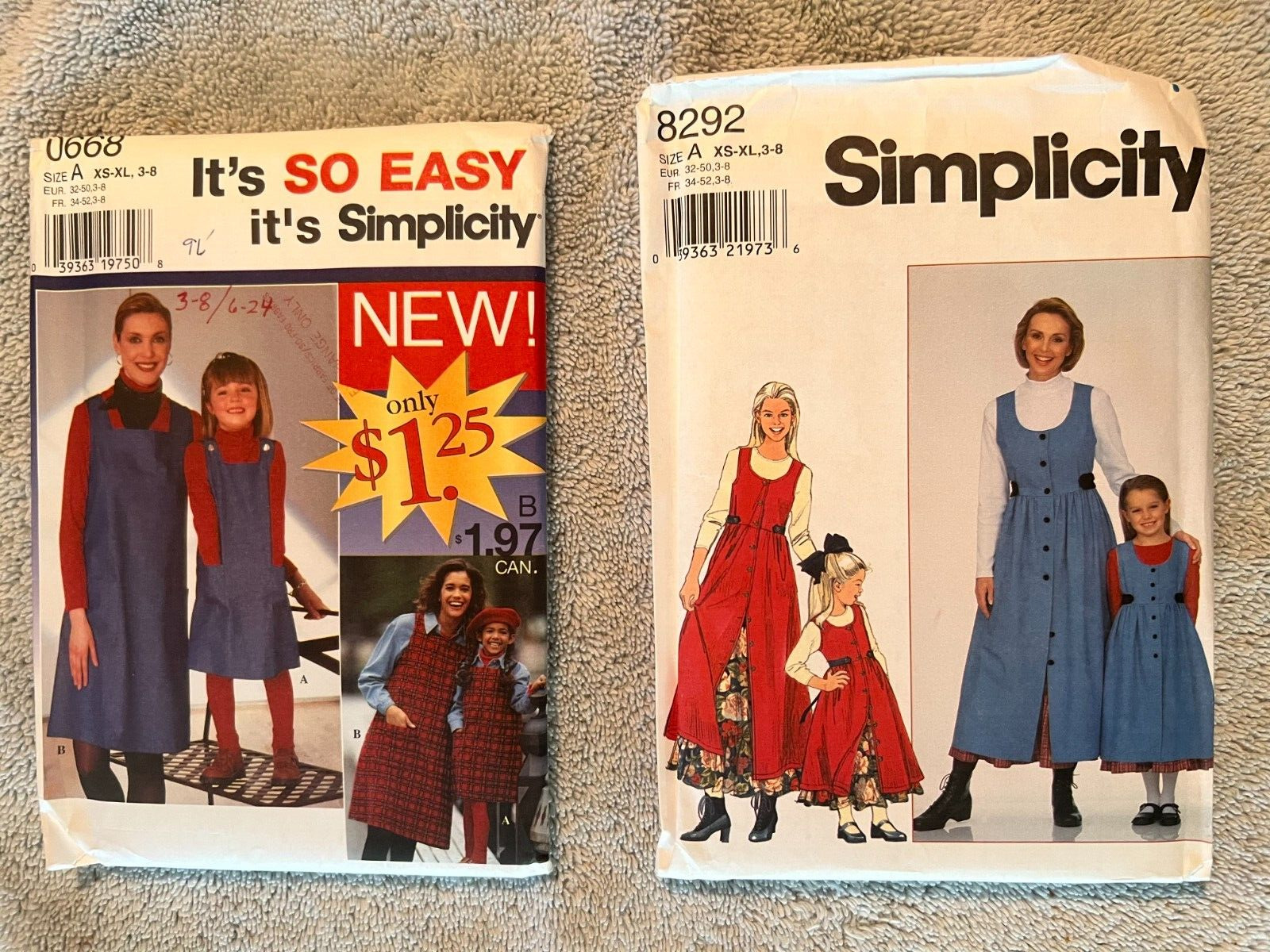 2 Simplicity Patterns ~ 0668 & 8292 ~ Size 3-8 ~ ~ ~ ~ ~ Listing MP 61