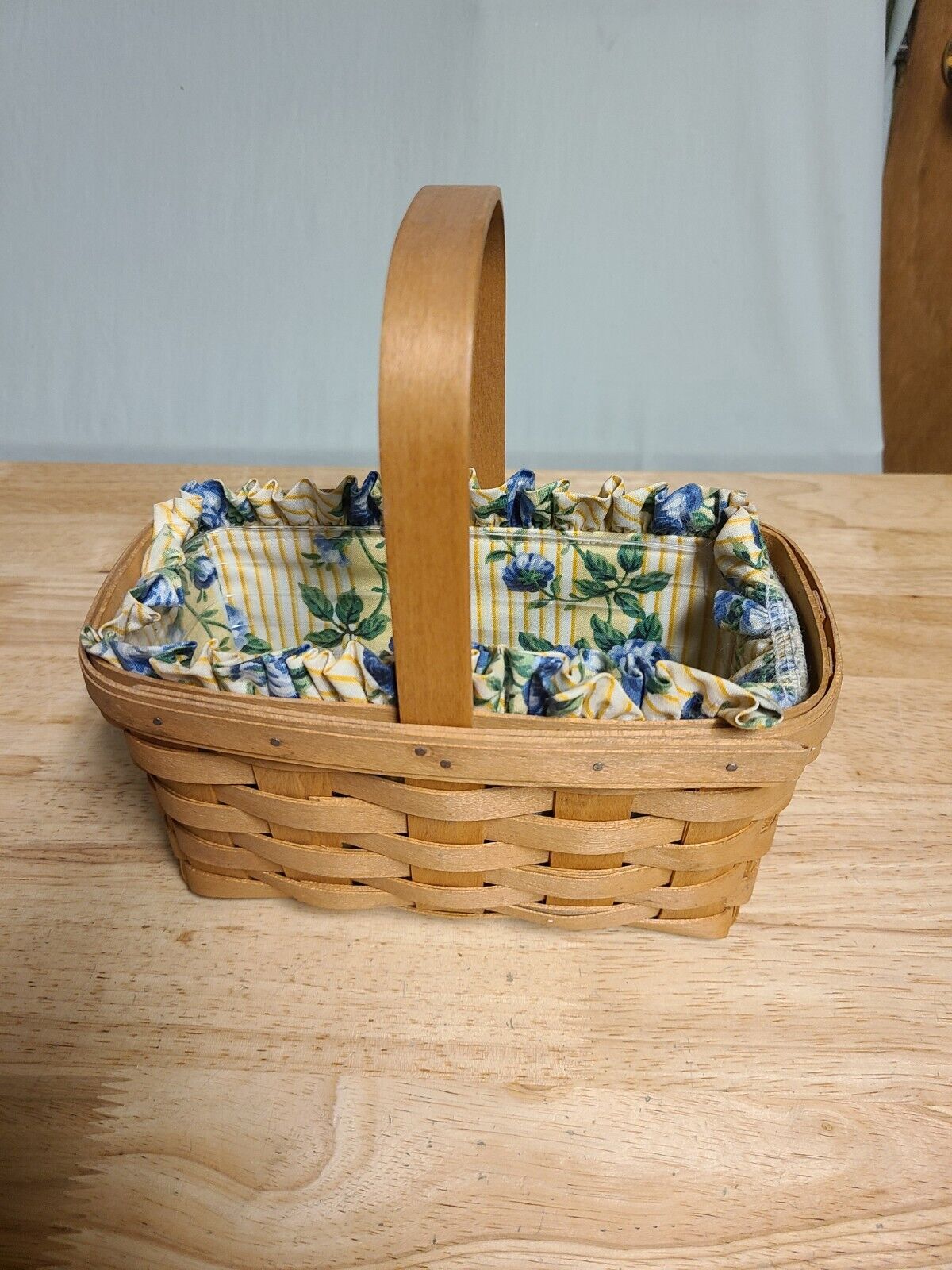Vintage 1999 Longaberger Basket, Floral Liner, Protector