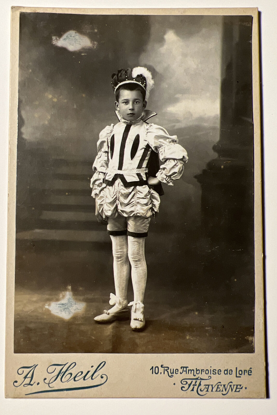 1913 BOY in COSTUME and TAP SHOES antique Cabinet Card Photo FRANCE A. Heil