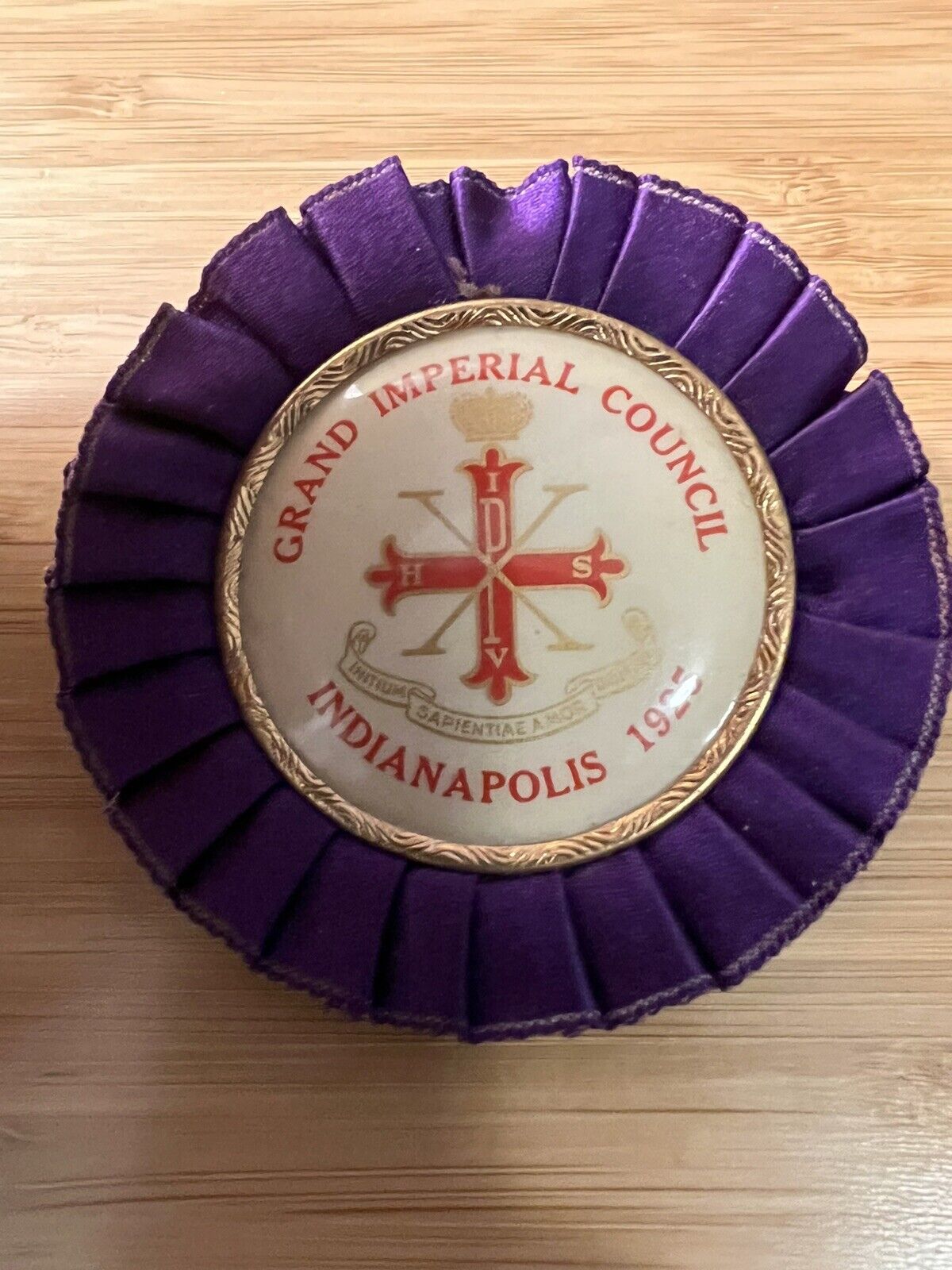 1925 RED CROSS OF CONSTANTINE GRAND IMPERIAL COUNCIL INDIANAPOLIS BADGE - K193