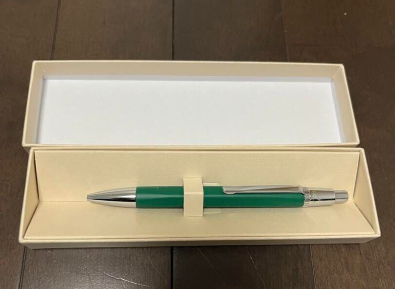 ROLEX Watch Novelty Green/Silver Twisted Ballpoint Pen(Blue ink) wz/Box Rare F/S