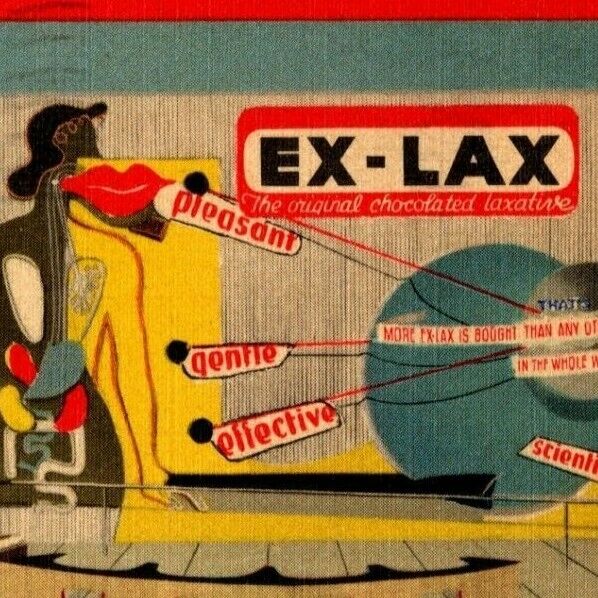 Vintage c1939 Linen Postcard - Ex-Lax Exhibit - Hall of Pharmacy NY World's Fair
