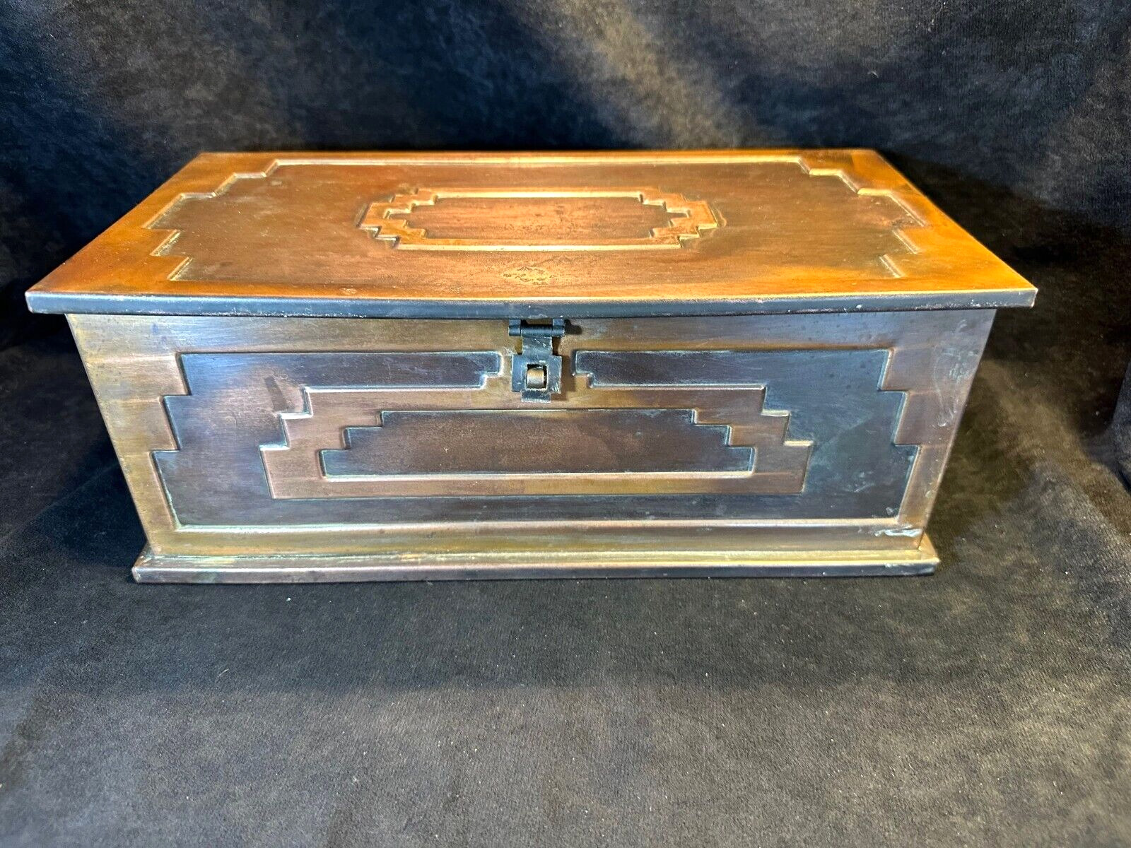 Antique Danahy Faxon Treasure Chest Her-Mar Buffalo NY Art Deco Copper Cigar Box
