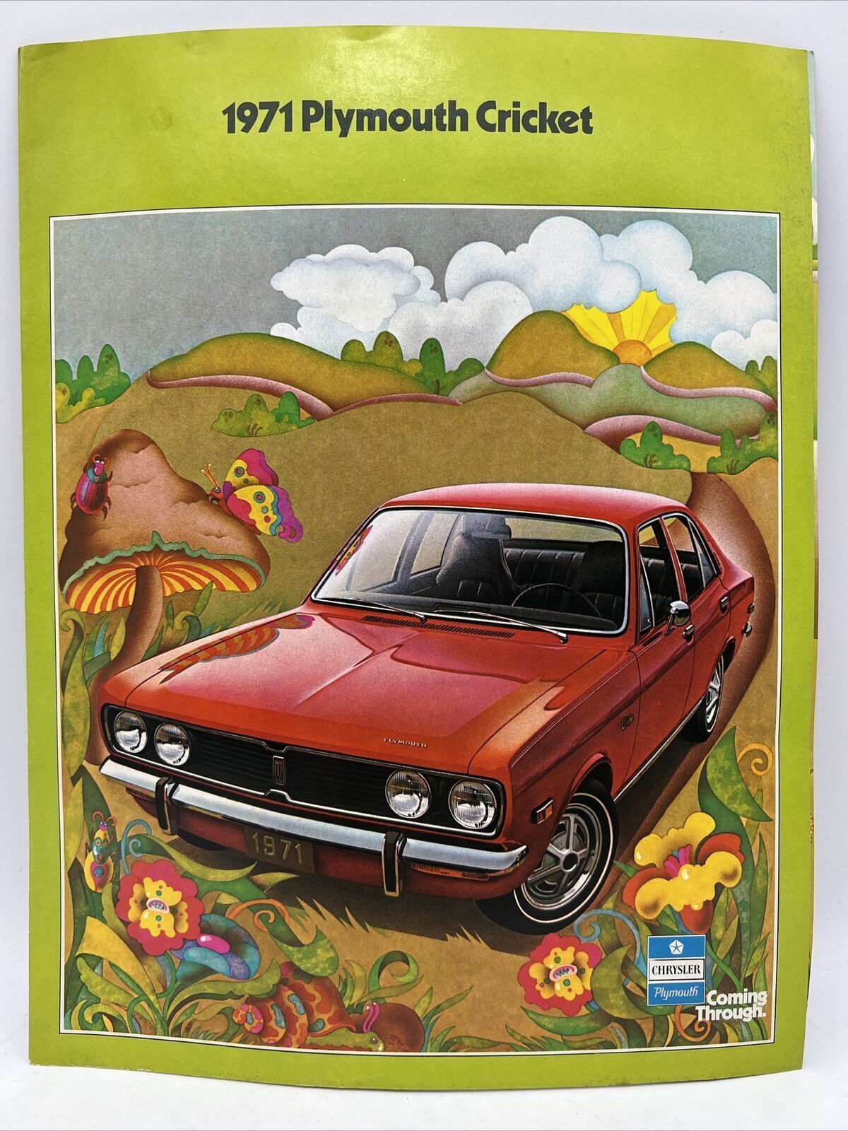 1971 PLYMOUTH CRICKET Psychedelic Mushroom Flowers Trippy Dealer Sales Brochure