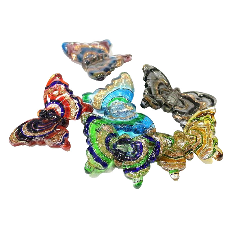 6pcs Wholesale Handmade Mix Color Murano Lamp work Glass Butterfly Pendant Gifts
