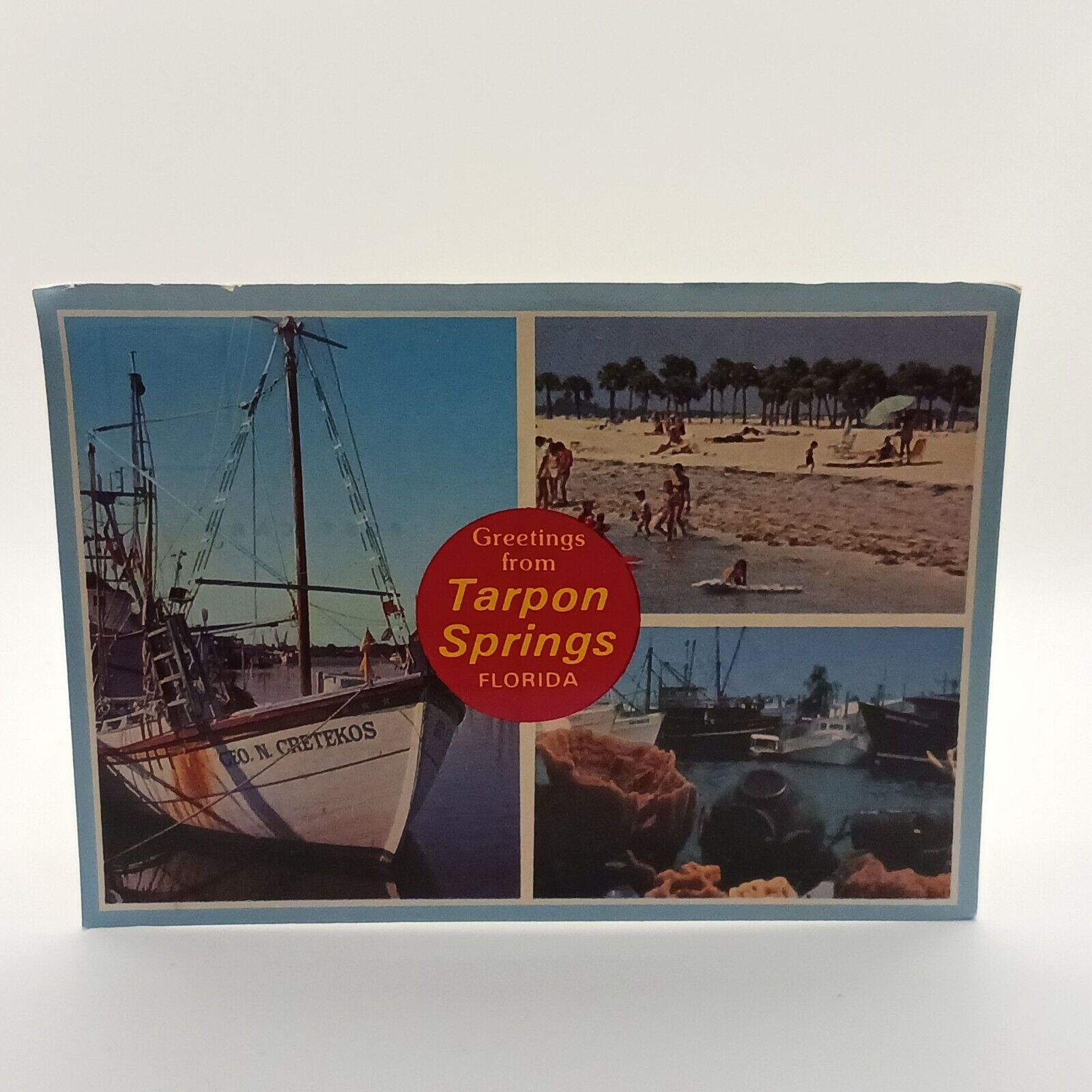 Postcard Greetings from Tarpon Springs Florida Unposted Divided