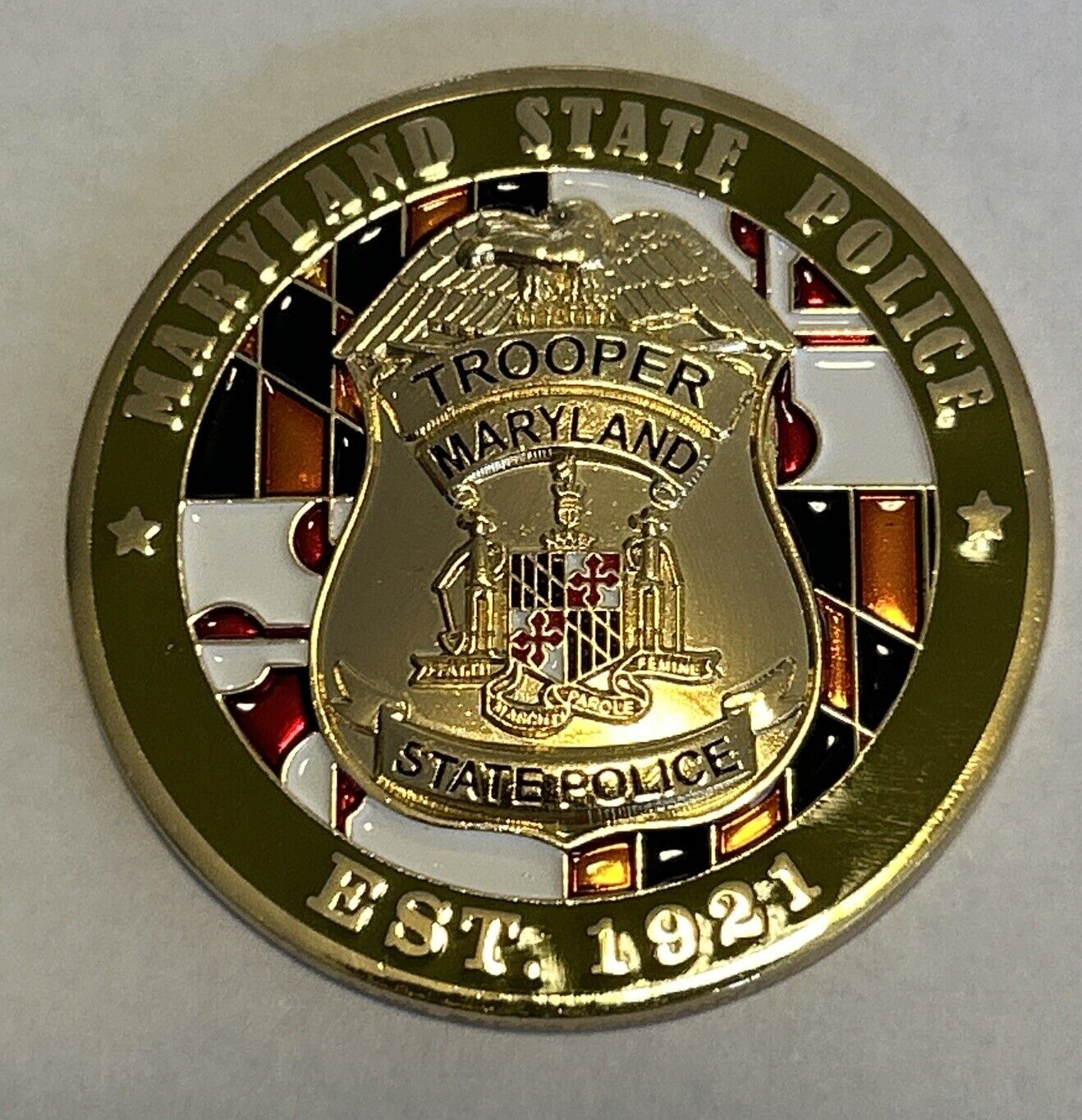 Maryland State Police Troopers Badge And Patch Challenge Coin