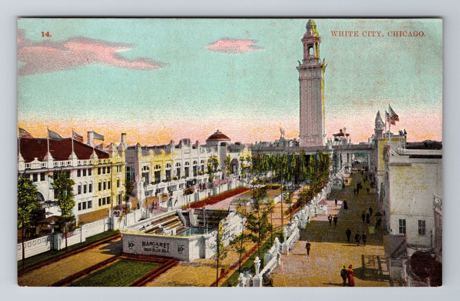 Chicago IL-Illinois, Aerial Of White City, Antique, Vintage Souvenir Postcard
