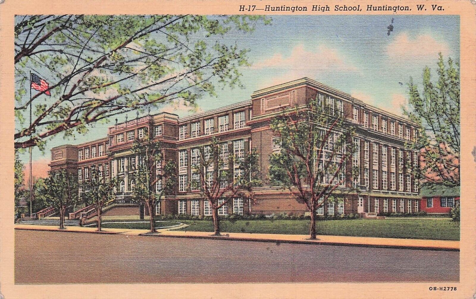 Postcard Vintage (1) WV, Huntington High School H-17 P 4/7/1945 (#373)
