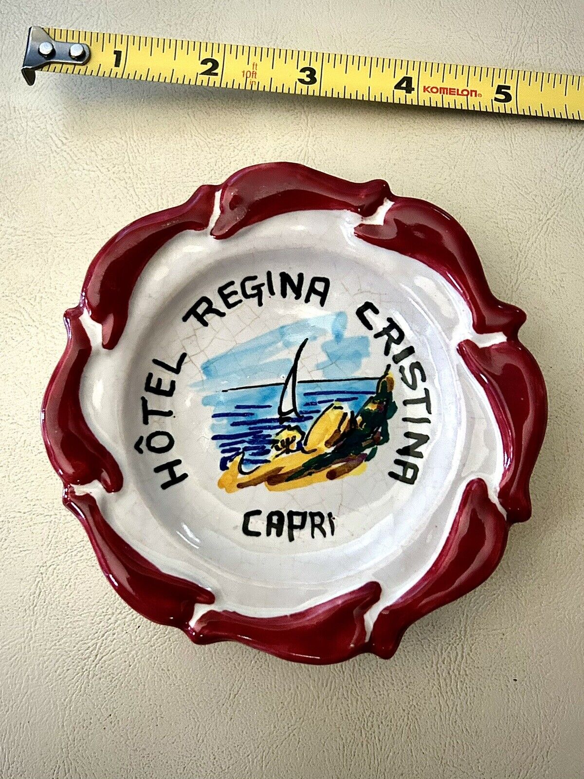 Hotel Regina Cristina Capri Ashtray Ceramic Hand Painted MCM G. Massimo