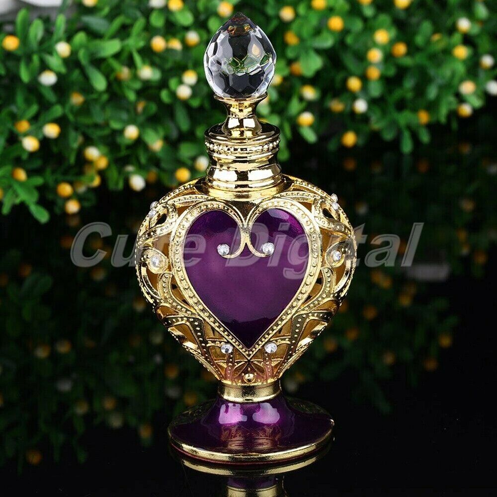 12ml Vintage Crystal Refillable Perfume Bottle Container Purple Collectible Gift