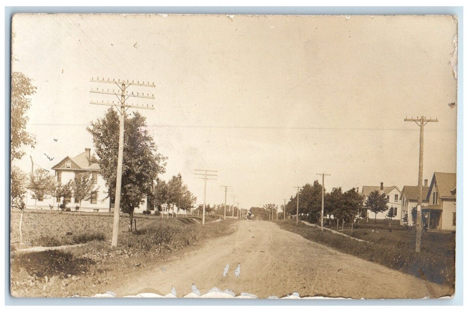 1909 Dirt Road Houses Scene Rosemount Minnesota MT RPPC Photo Antique Postcard