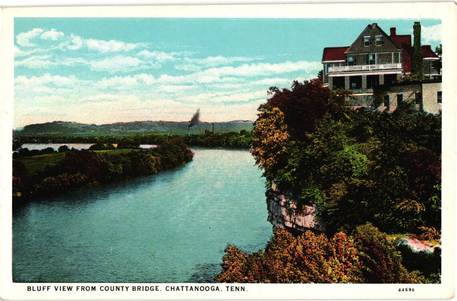 Bluff View from County Bridge Chattanooga Tennessee Divided Postcard 1913