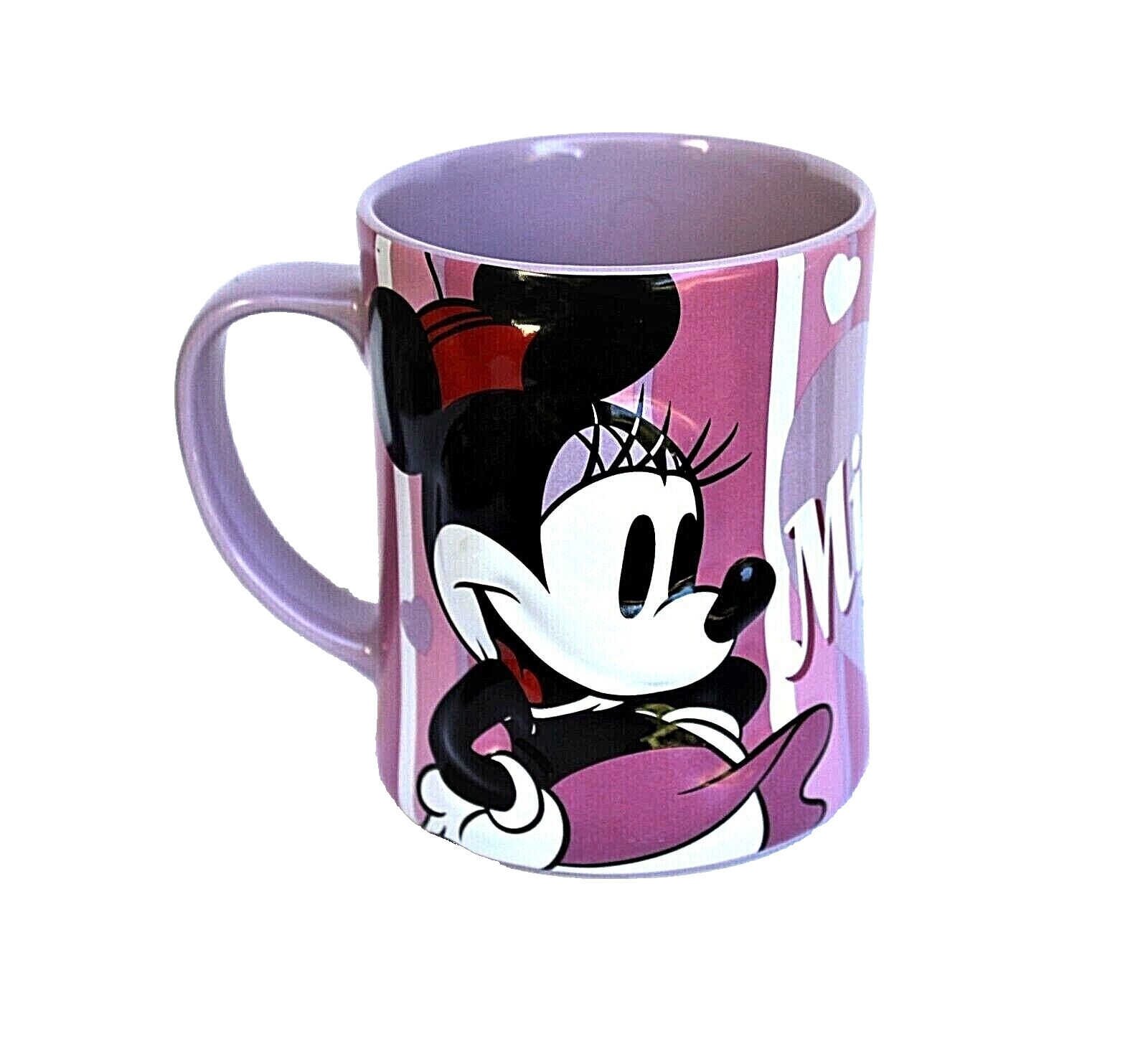 Disney Store Minnie Mouse 3D Pink Purple 16 oz Coffee Mug Cup Hearts Valentines