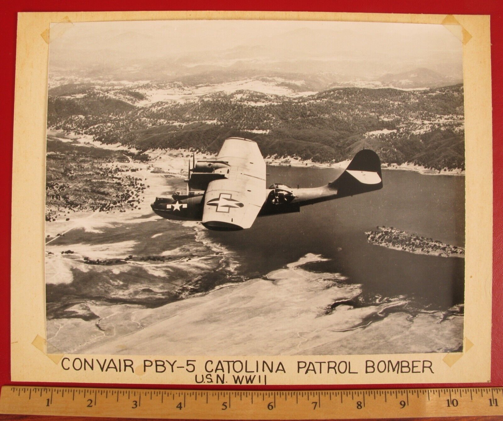 VINTAGE PHOTOGRAPH CONVAIR PBY-5 CATOLINA BOMBER USN WWII MILITARY NAVY AIRPLANE