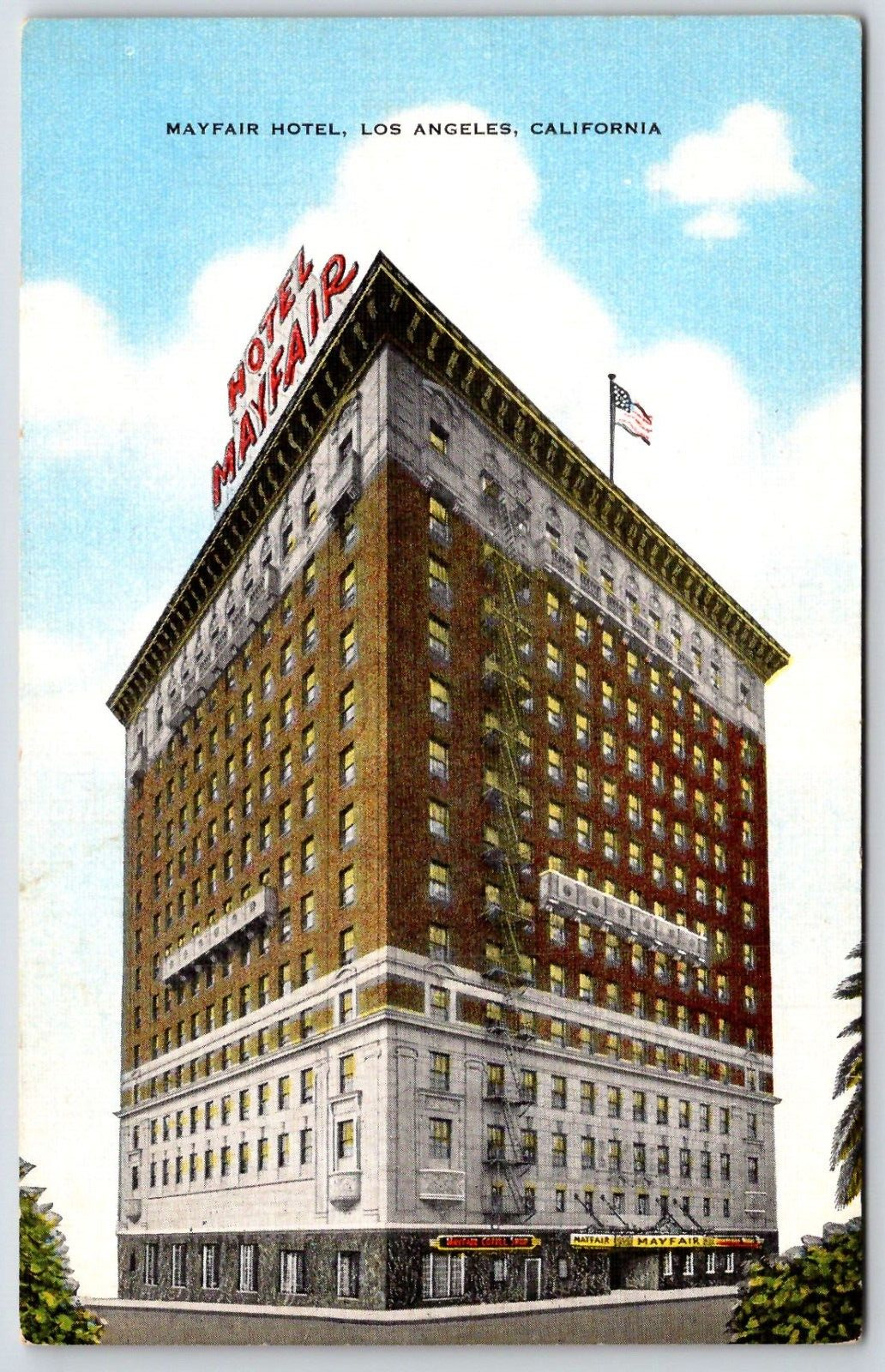 Vintage Postcard - Mayfair Hotel - Los Angeles California - CA