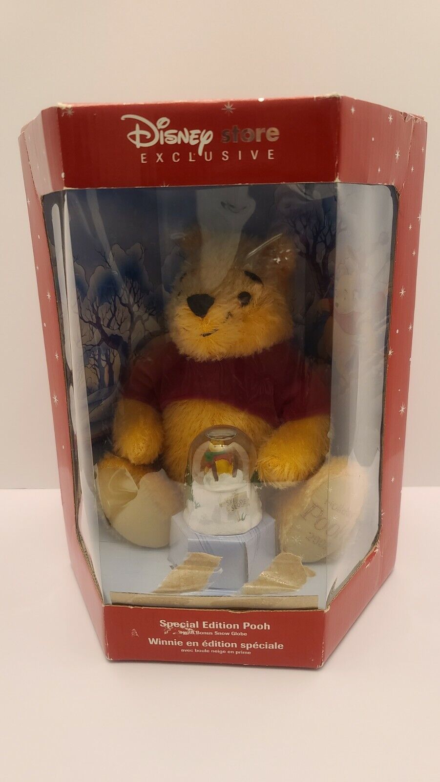 2002 Disney Store Exclusive Winnie The Pooh Holiday Edition W/snow Globe In Box