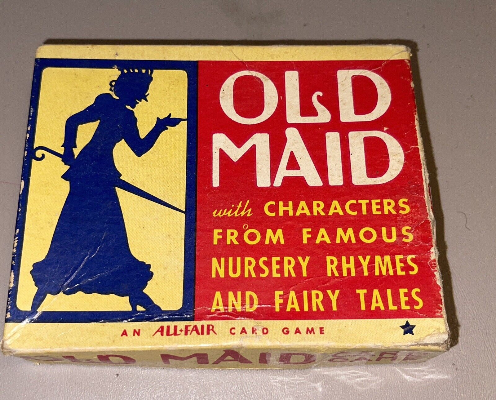OLD MAID Card Game Nursery Rhymes Lithographed Paper Cards Complete Vintage