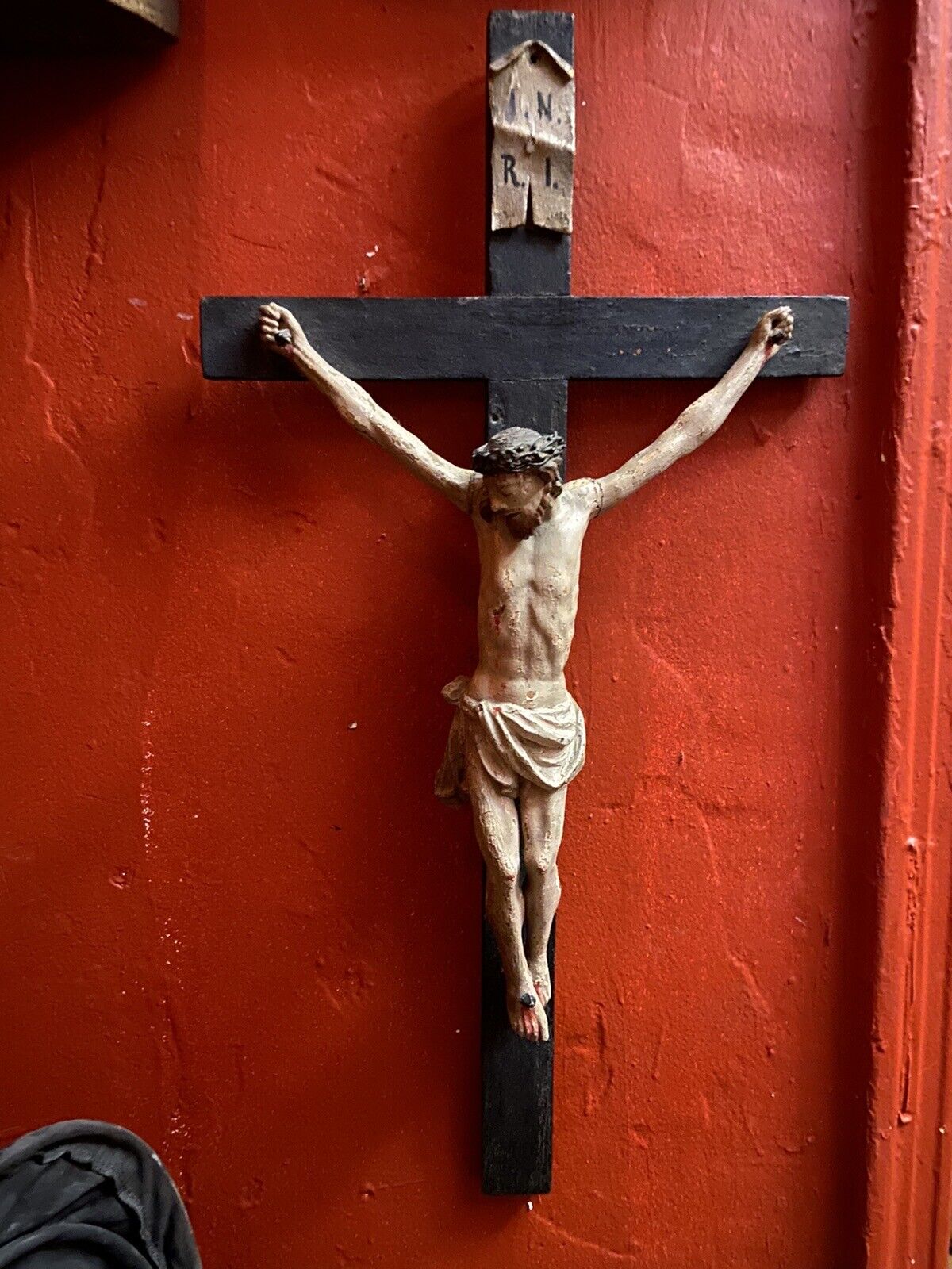 Antique Wood Crucifix Jesus 17-18th Century Large 28” High 