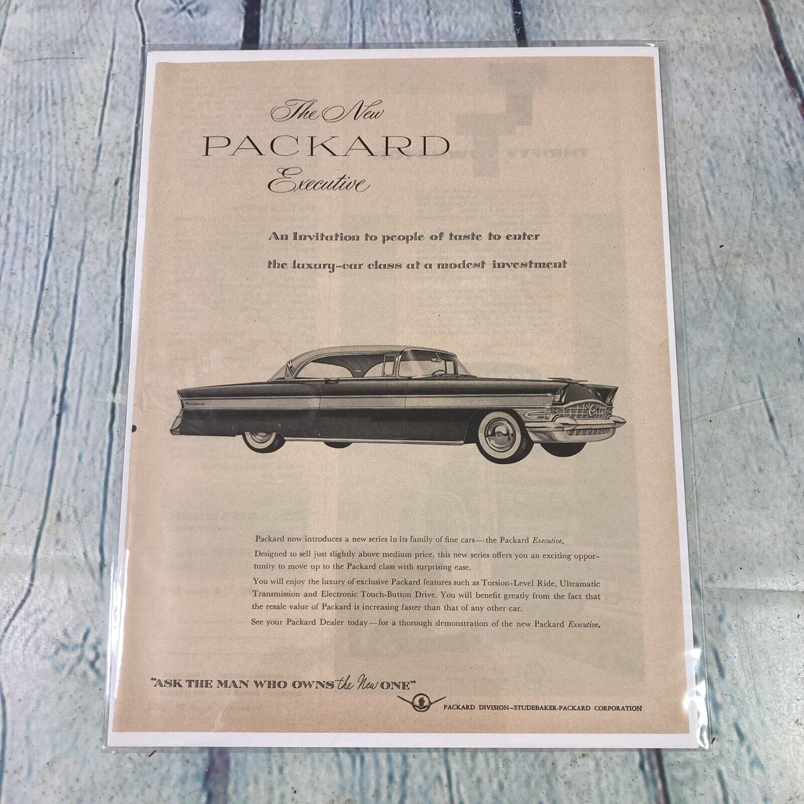 1956 Packard Executive Car Vintage Print Ad/Poster Promo Art Magazine Page