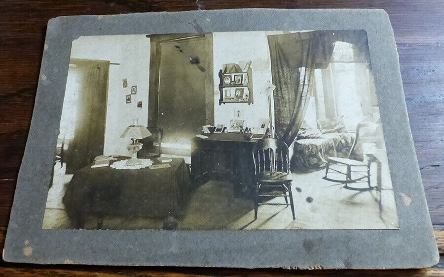 Victorian Photograph Interior Home Parlor Sunroom Antique Books Furniture More