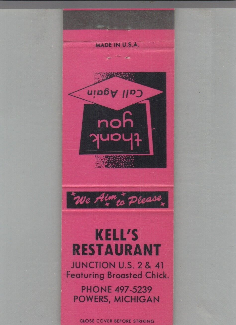 Matchbook Cover Kell's Restaurant Powers, MI