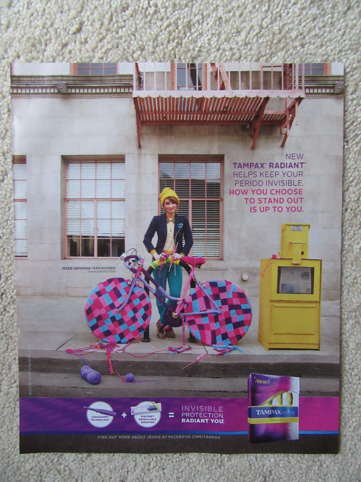 2012 Advertising, Jessie Hemmons, Yarn Bombing, Artist, Tampax Radiant
