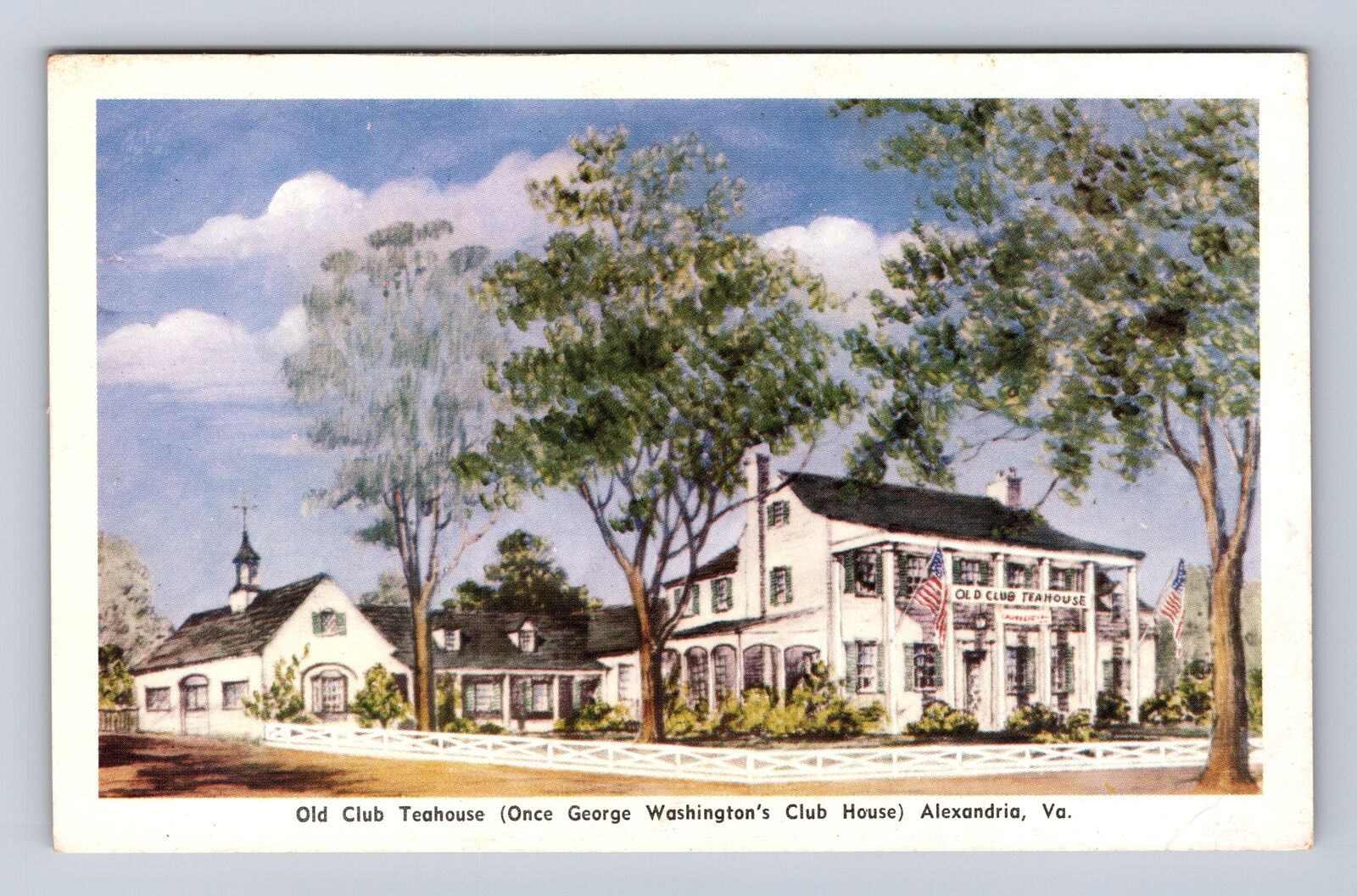 Alexandria VA-Virginia, Old Club Teahouse, Antique, Vintage Souvenir Postcard