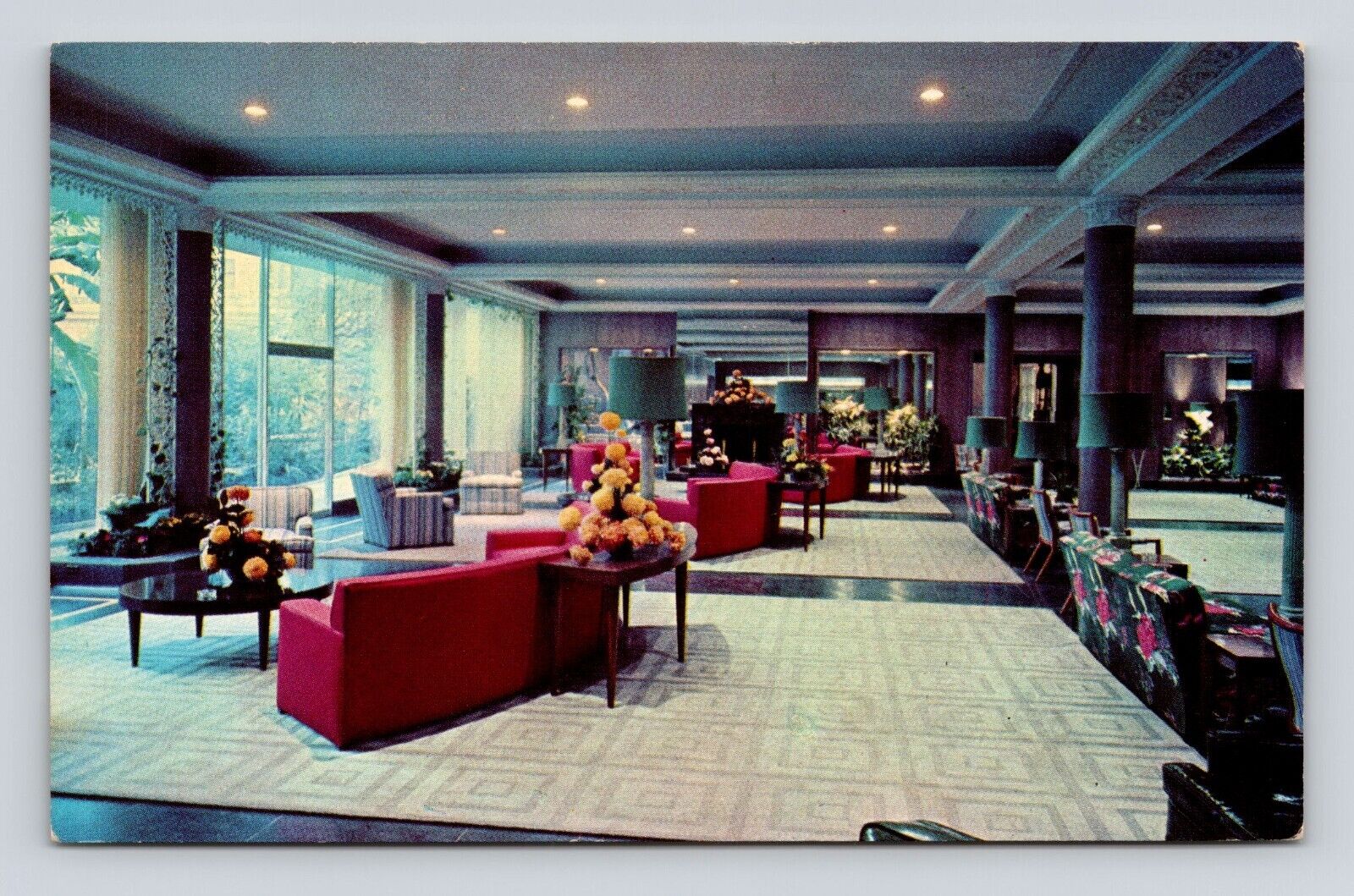 Postcard Menger Hotel Resort Lobby San Antonio TX Swimming Pool Vintage 1960s
