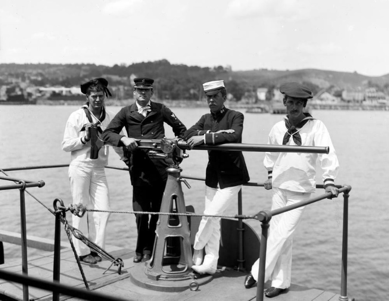 1898 USS Nahant One-Pound Gun and Crew Old Photo 8.5\