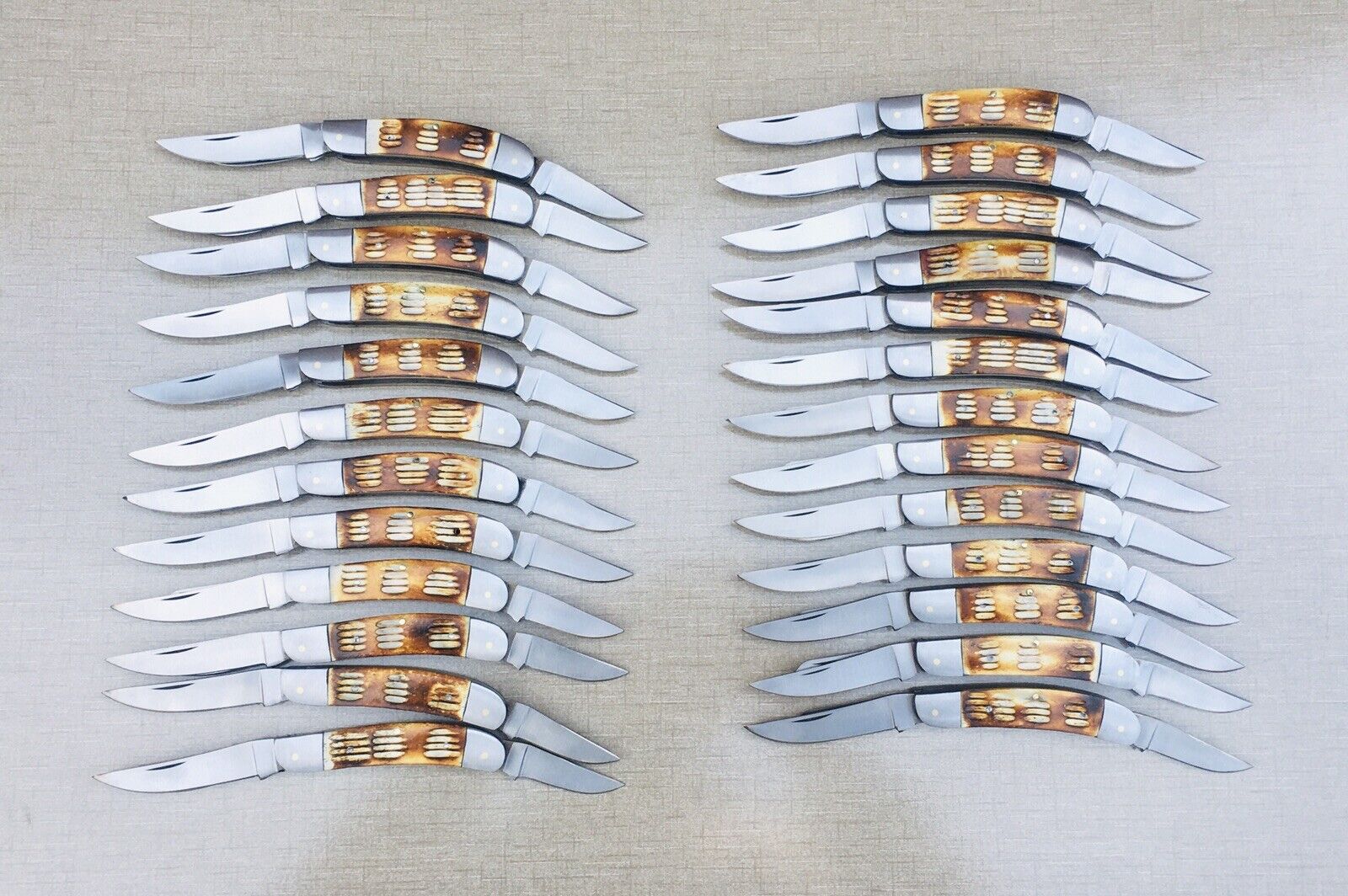 ￼Lot Of 25 | BS-1985 | 3 Blade bone stockman Folding Knife Set