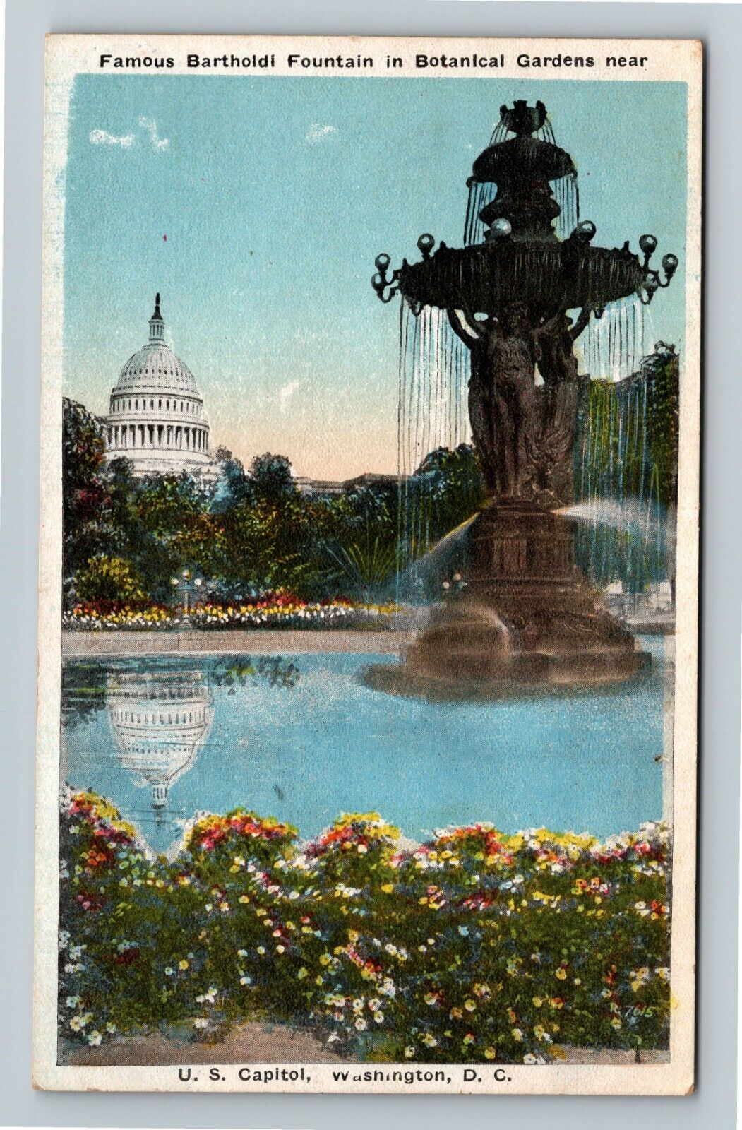 Bartholdi Fountain, Botanical Garden US Capitol, Washington DC, Vintage Postcard
