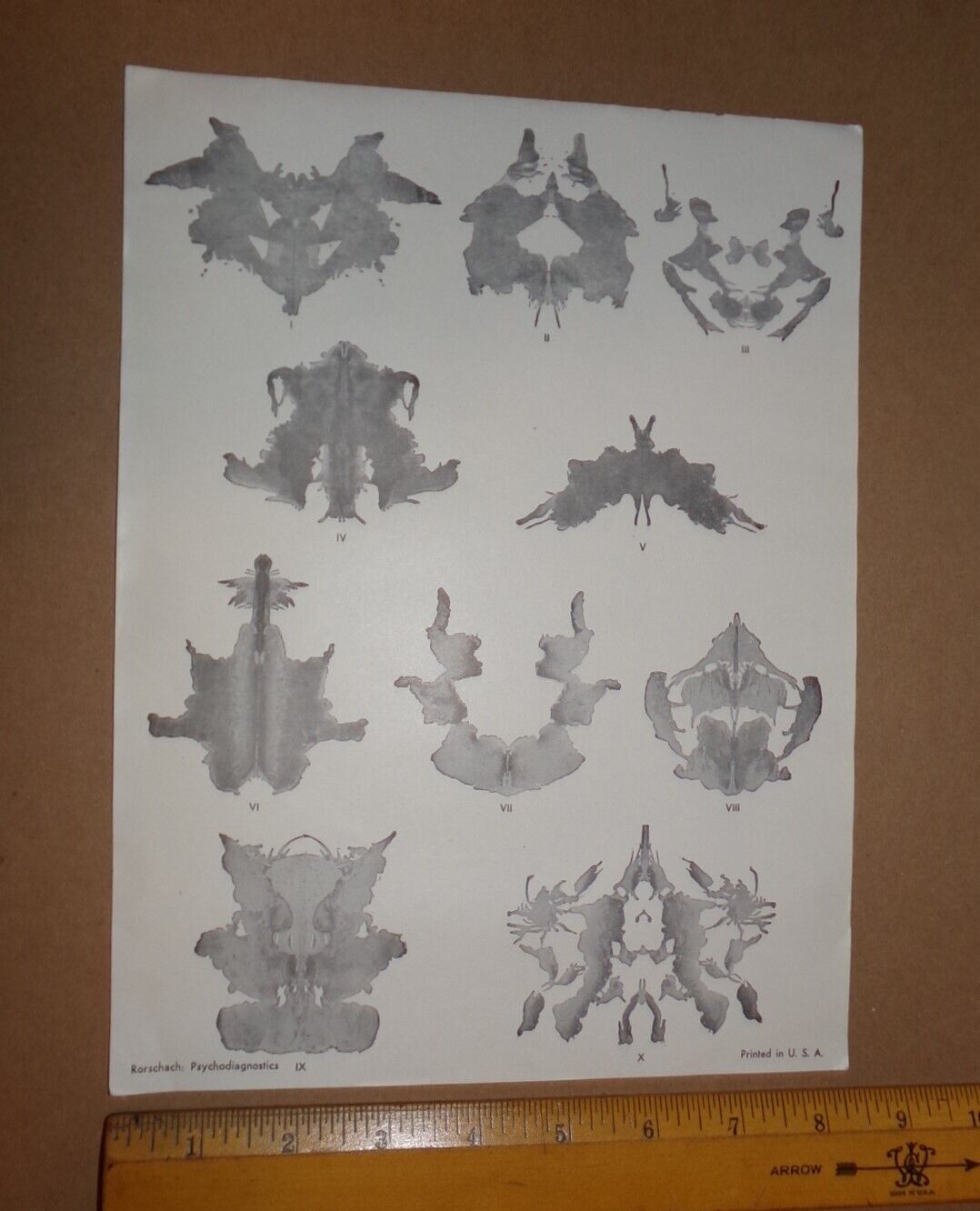 RARE Hermann Rorschach PSYCHODIAGNOSTIC TEST 10 Plates 8x10 Paper VINTAGE