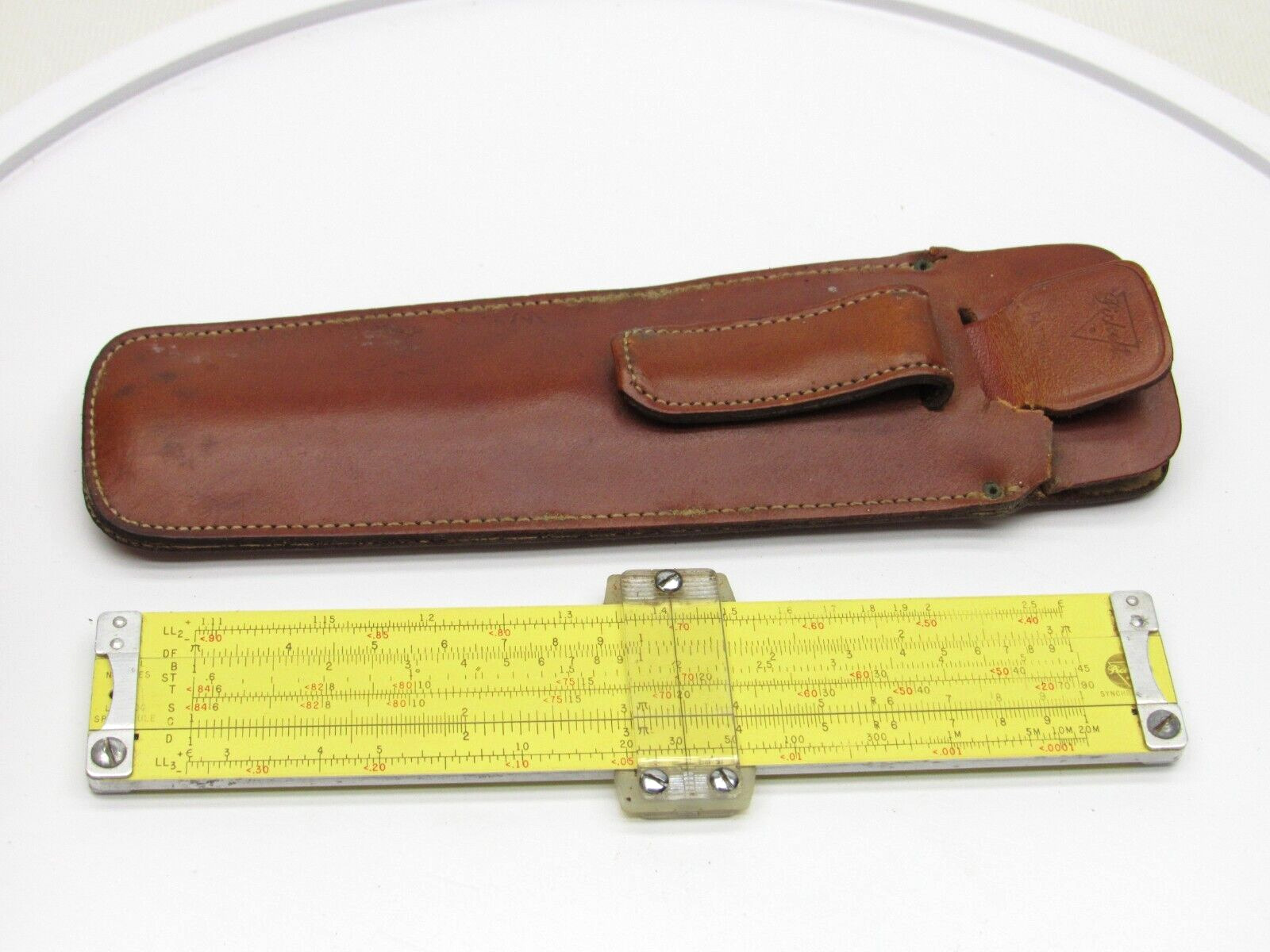 Vintage Pickett Slide Rule Model N600-ES W/ Leather Sleeve