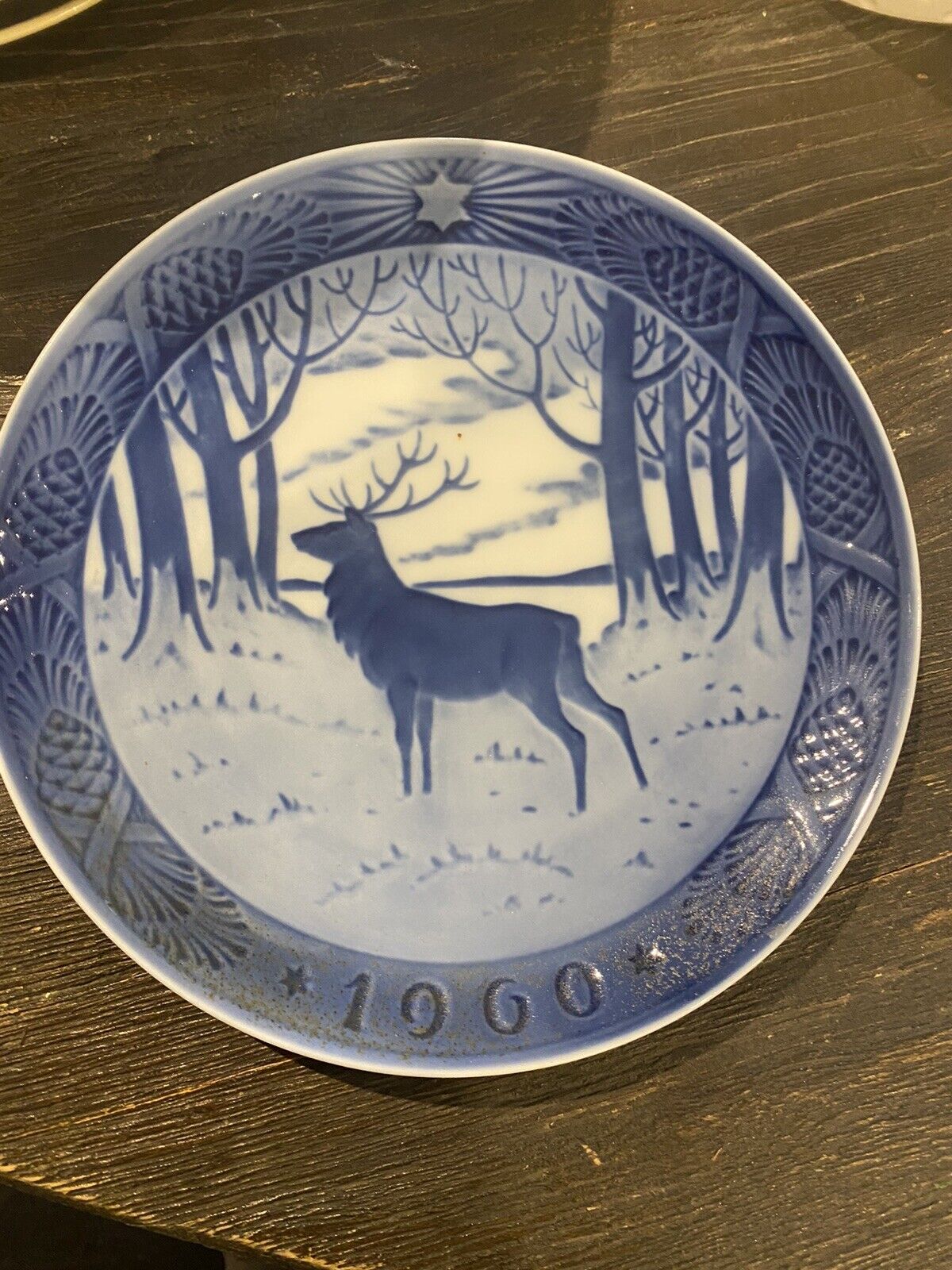 Vintage 1960 Royal Copenhagen RC Danish Porcelain Christmas Plate Stag