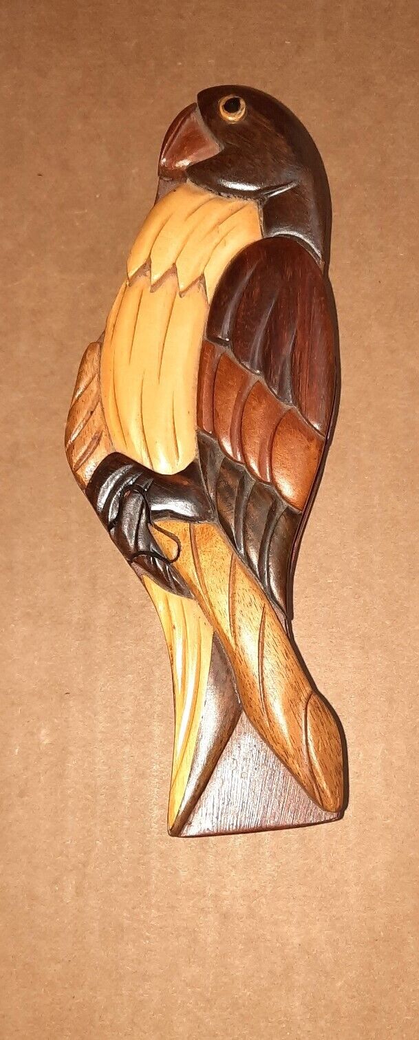 Box Puzzle Trinket Parrot Handcrafted Intarsia Wood