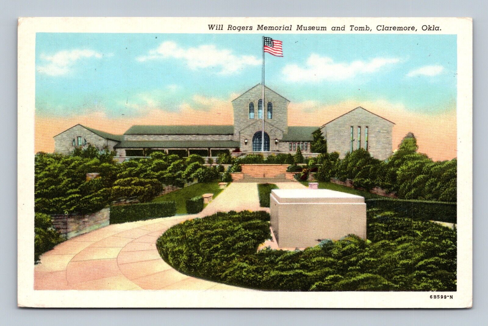 Claremore OK- Oklahoma, Will Rogers Memorial Museum and Tomb, Vintage Postcard