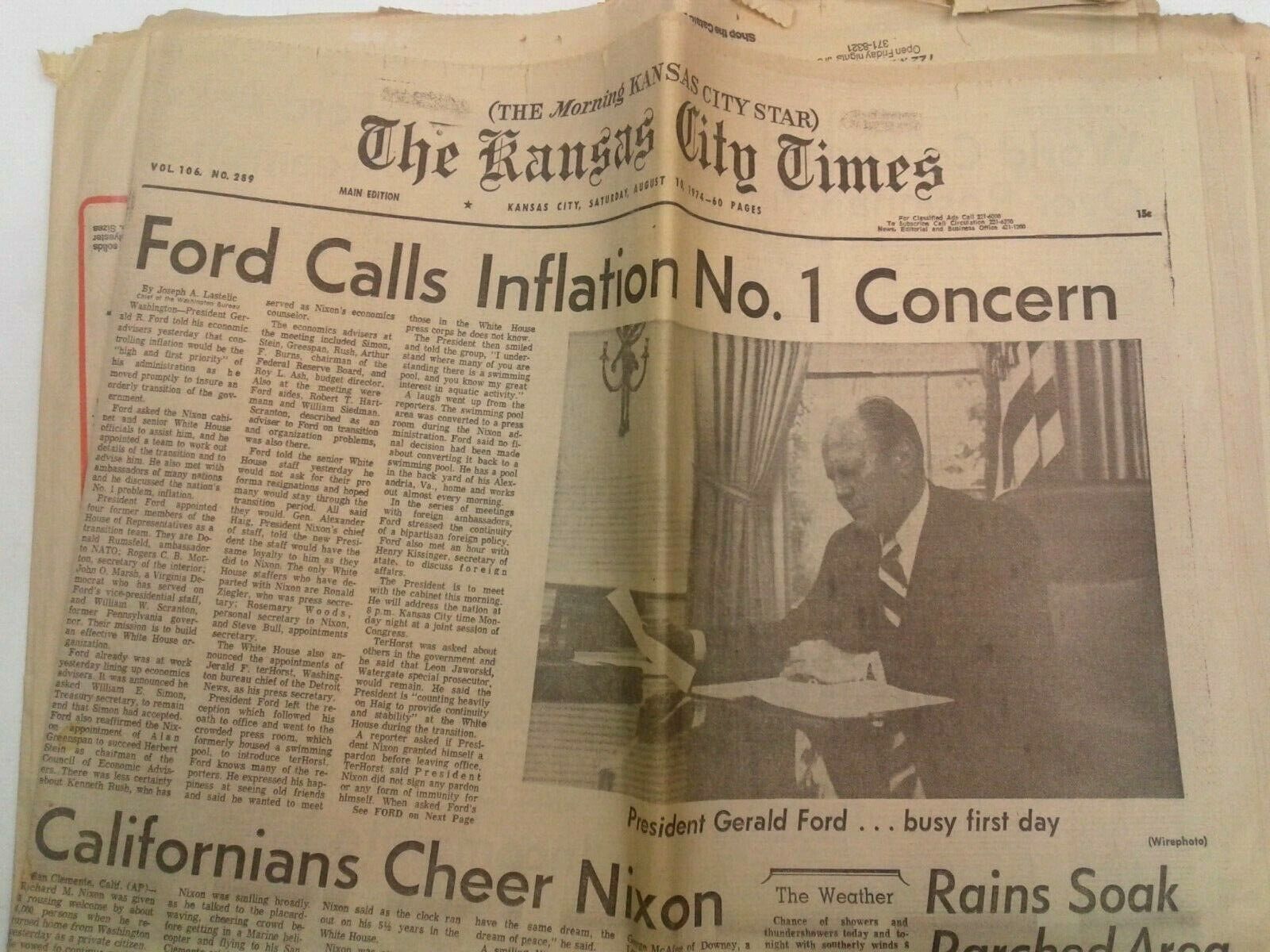 AUG 10 1974 KANSAS CITY TIMES newspaper section - BUSY FIRST DAY