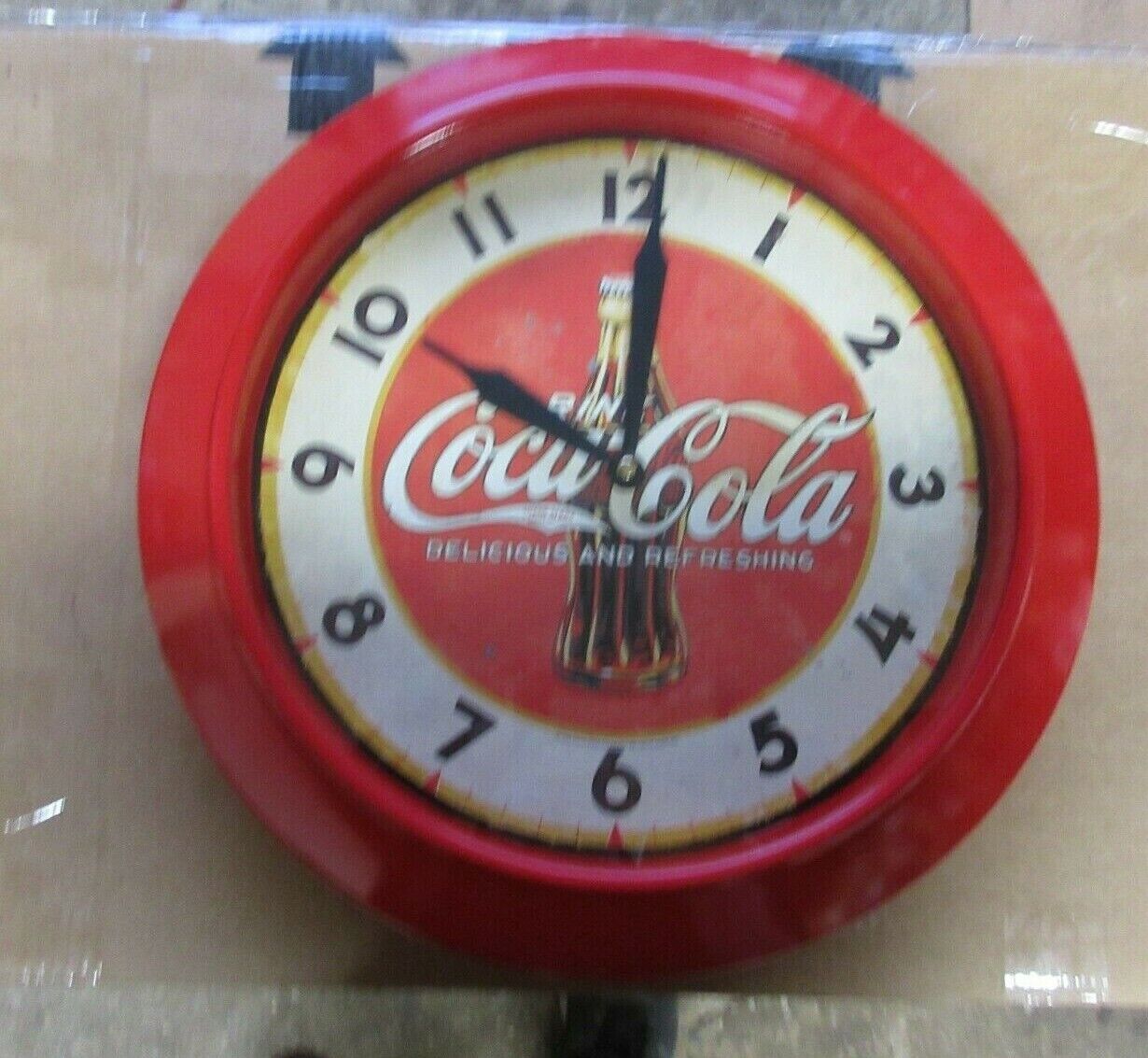 1960s Vintage Re issued Coca Cola Bottle Hanging Wall Clock Sign xyz