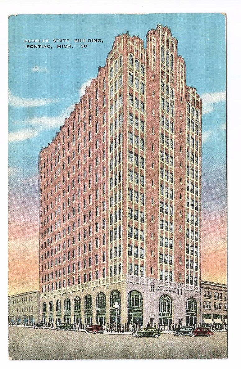 Pontiac Michigan MI Postcard Peoples State Building