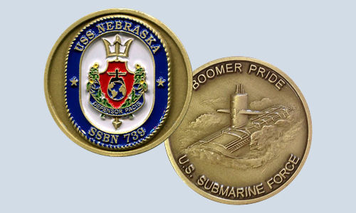 NAVY SUBMARINE USS NEBRASKA SSBN-739 BOOMER PRIDE CHALLENGE COIN