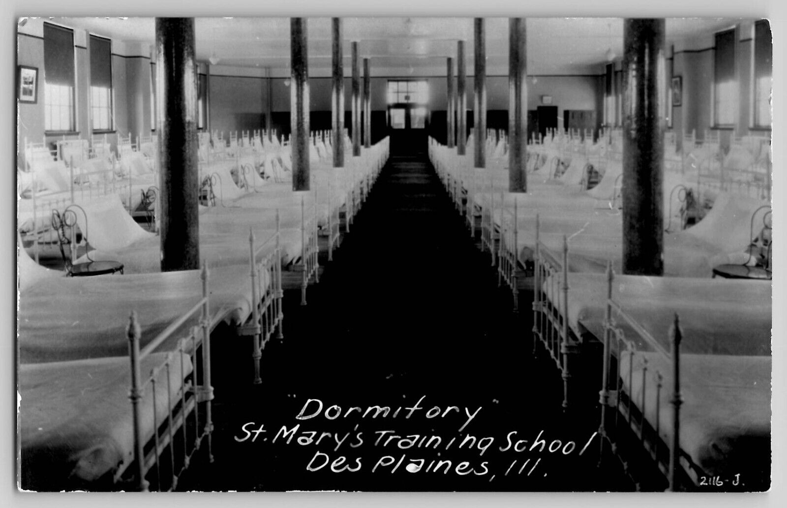 Dormitory Beds St Mary\'s Training School Des Plaines IL RPPC Real Photo Postcard