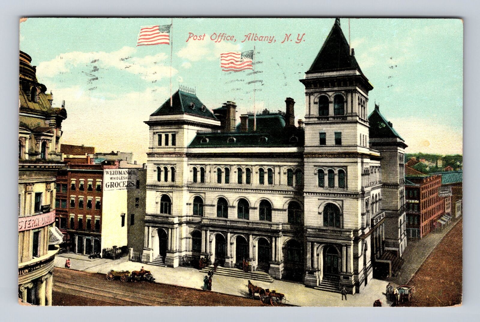 Albany NY- New York, United States Post Office, Antique, Vintage c1910 Postcard