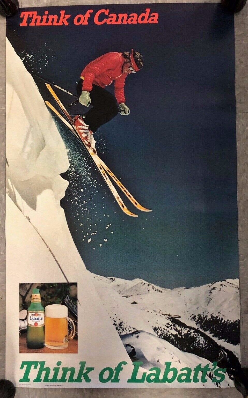 1980 Poster *Think of Labatts Beer* Poster Skiing CANDIAN SKIING 22X36’' M4 PB16