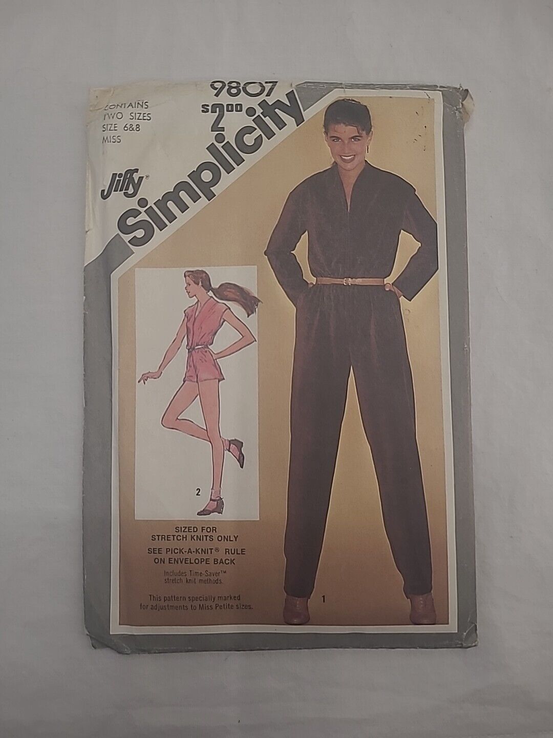 Vintage 1980s Simplicity Jumpsuit Pattern #9807 Size 6-8 Miss - Uncut